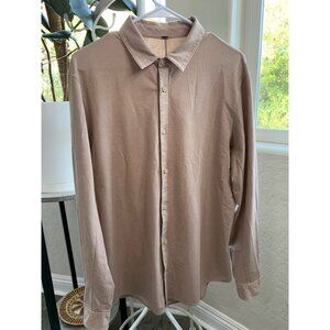 Mens Lululemon Beige Button-Up Long Sleeve Twill Stretch Shirt L/XL Nude 7328